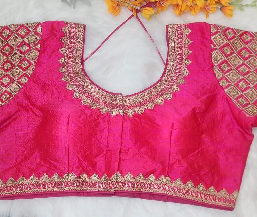 Hot Pink Plus Size Silk Blouse