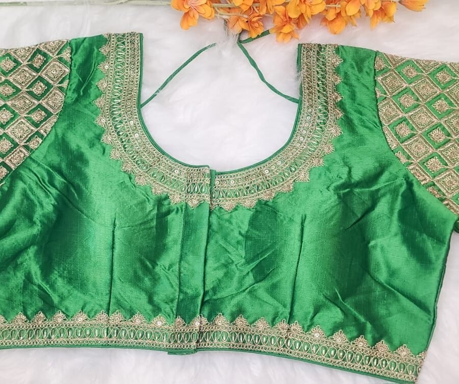 Green Plus Size Silk Blouse