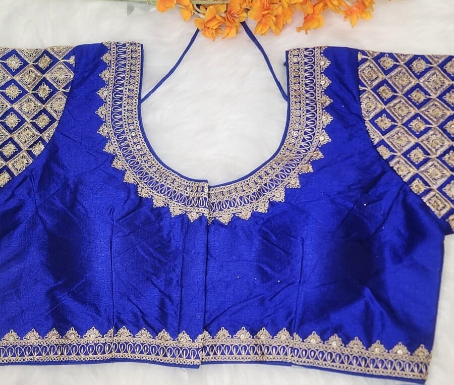 Blue Plus Size Silk Blouse