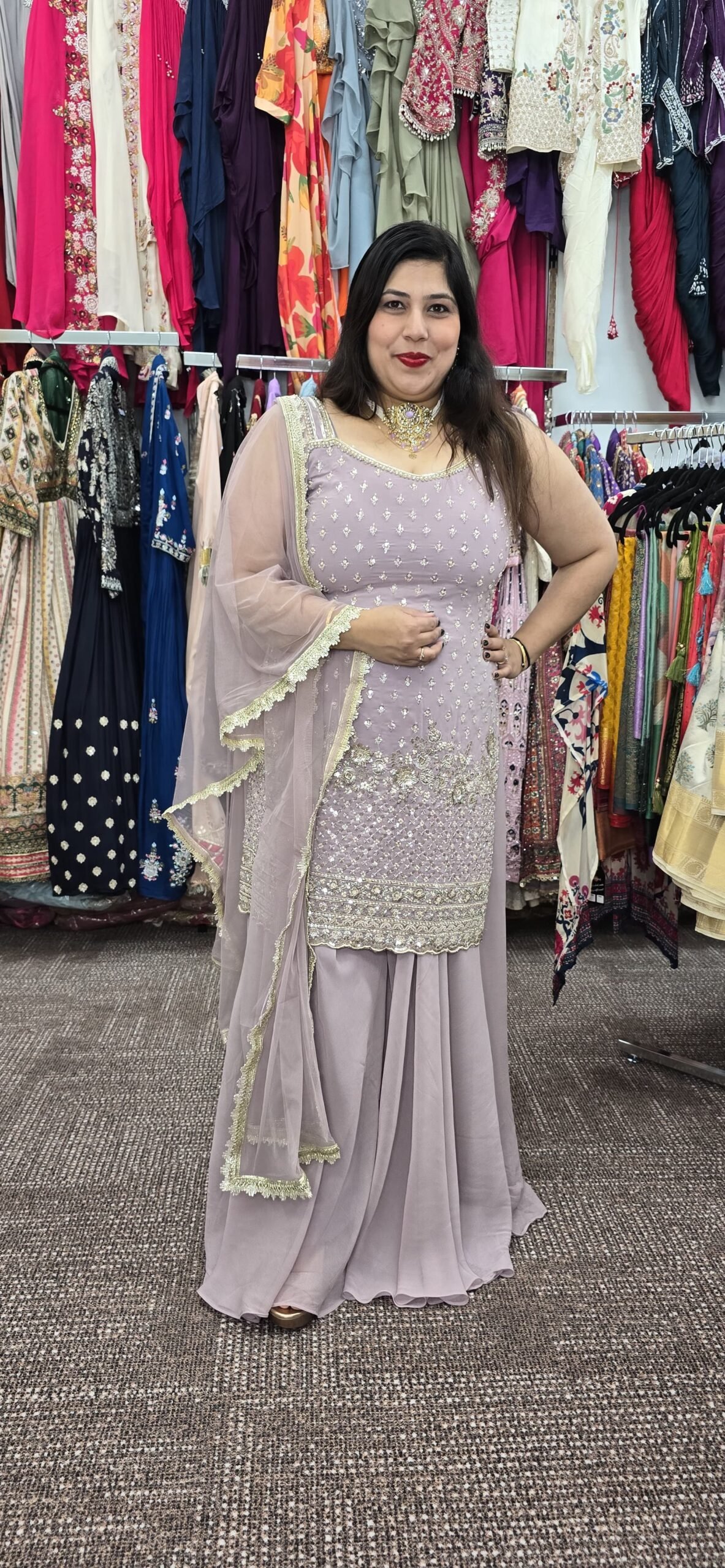 Lilac Georgette Sharara Set