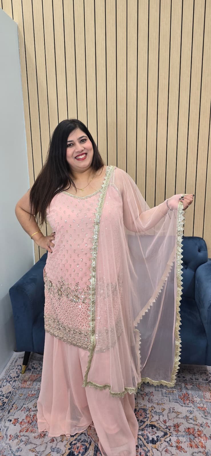 Baby Pink Georgette Sharara Set - Image 7