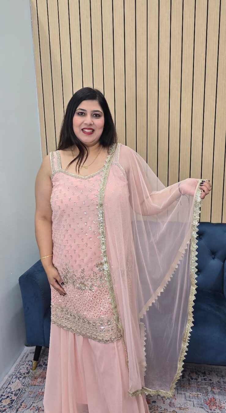 Baby Pink Georgette Sharara Set