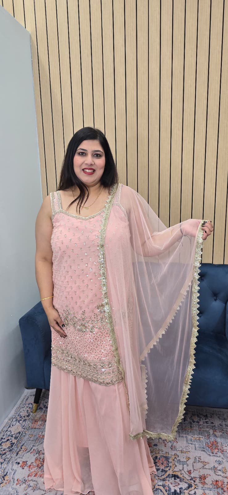 Baby Pink Georgette Sharara Set