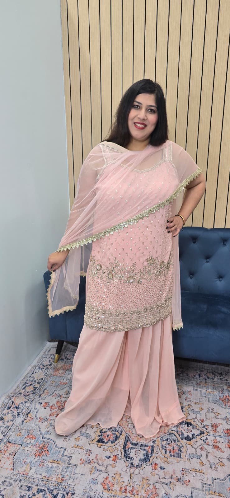Baby Pink Georgette Sharara Set - Image 6