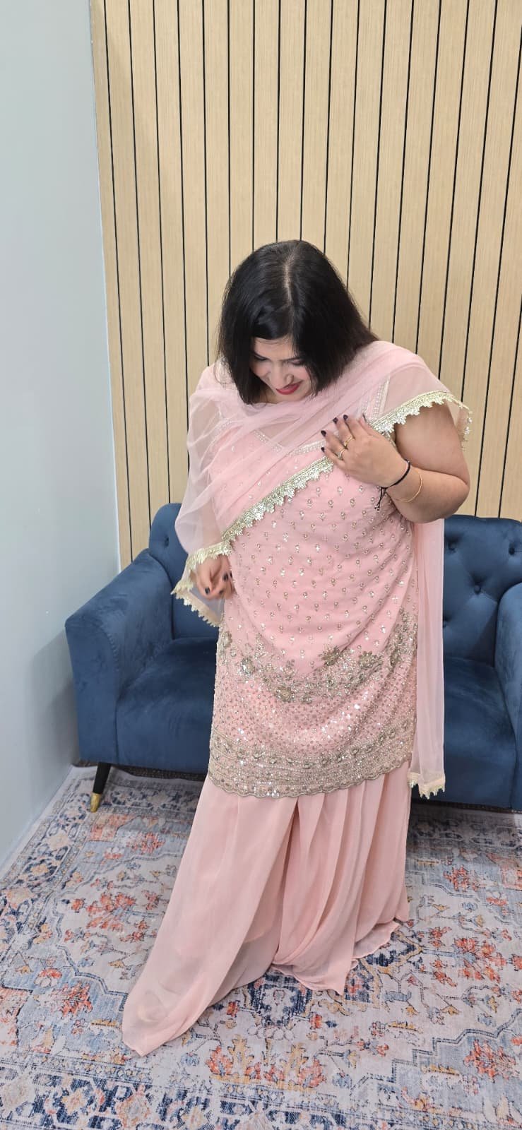 Baby Pink Georgette Sharara Set - Image 5