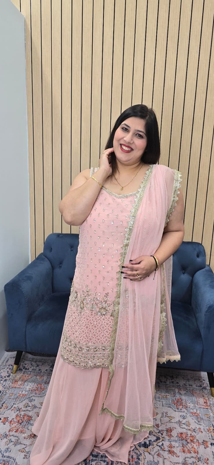 Baby Pink Georgette Sharara Set - Image 4
