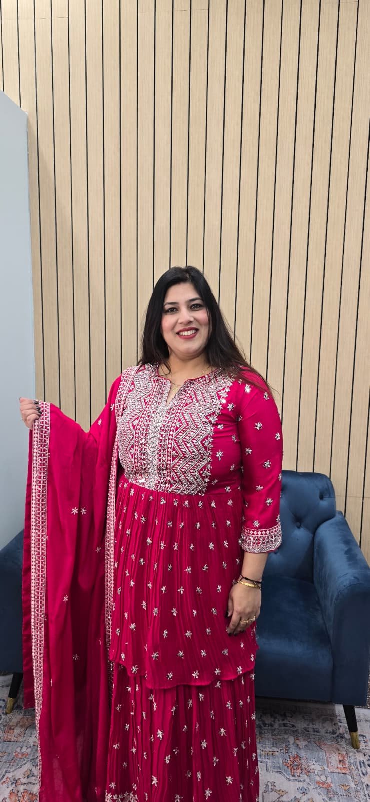 Hot Pink Indowestern Lehenga - Image 7