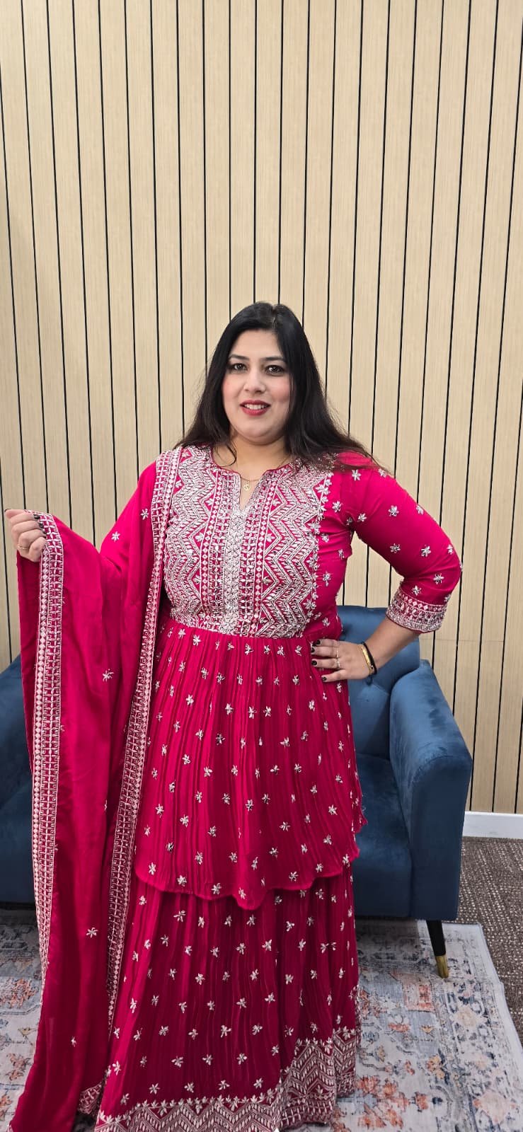 Hot Pink Indowestern Lehenga - Image 6