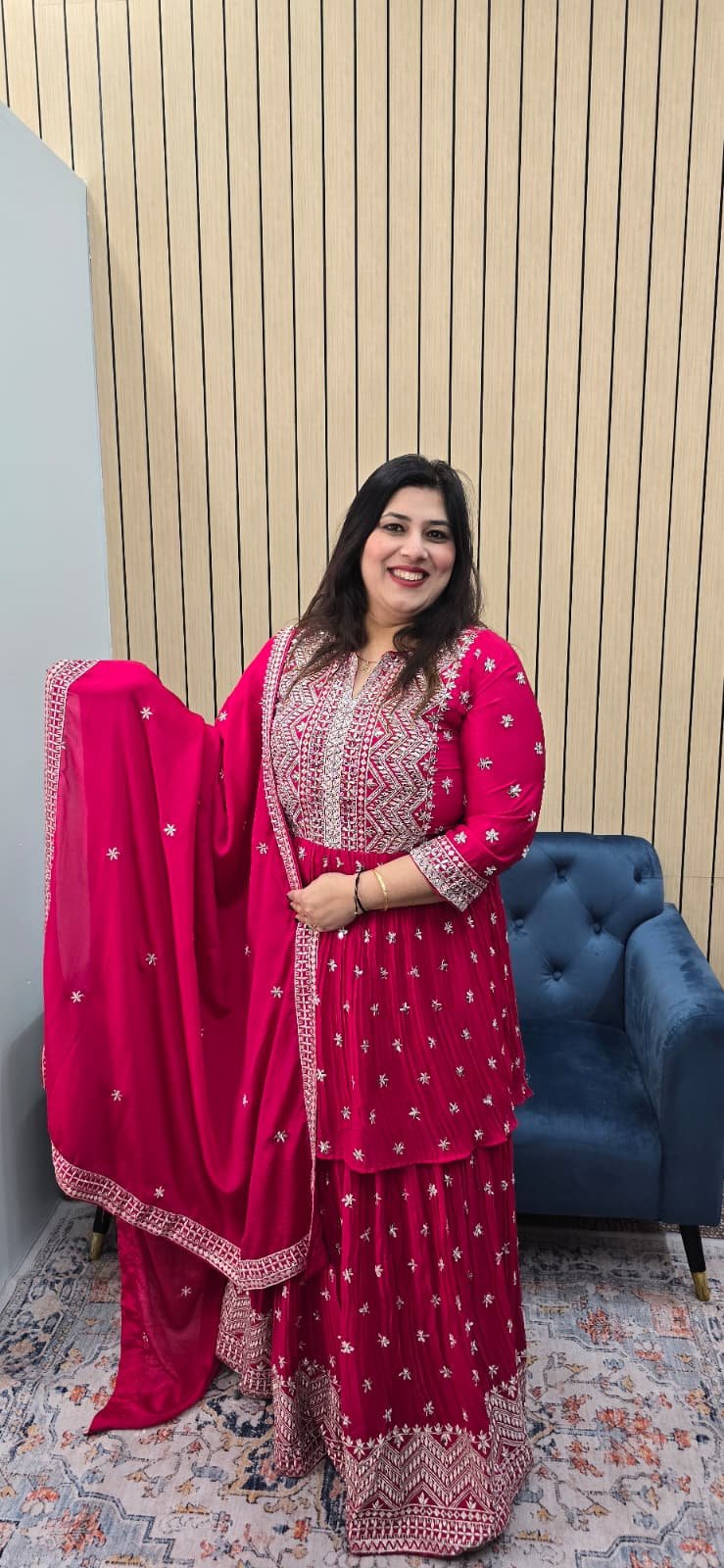 Hot Pink Indowestern Lehenga - Image 5