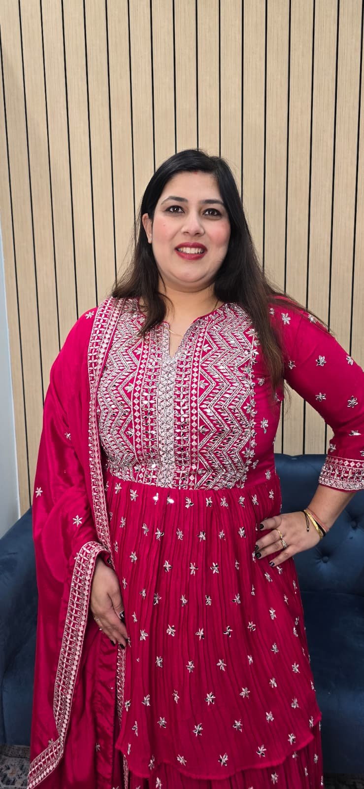 Hot Pink Indowestern Lehenga - Image 4