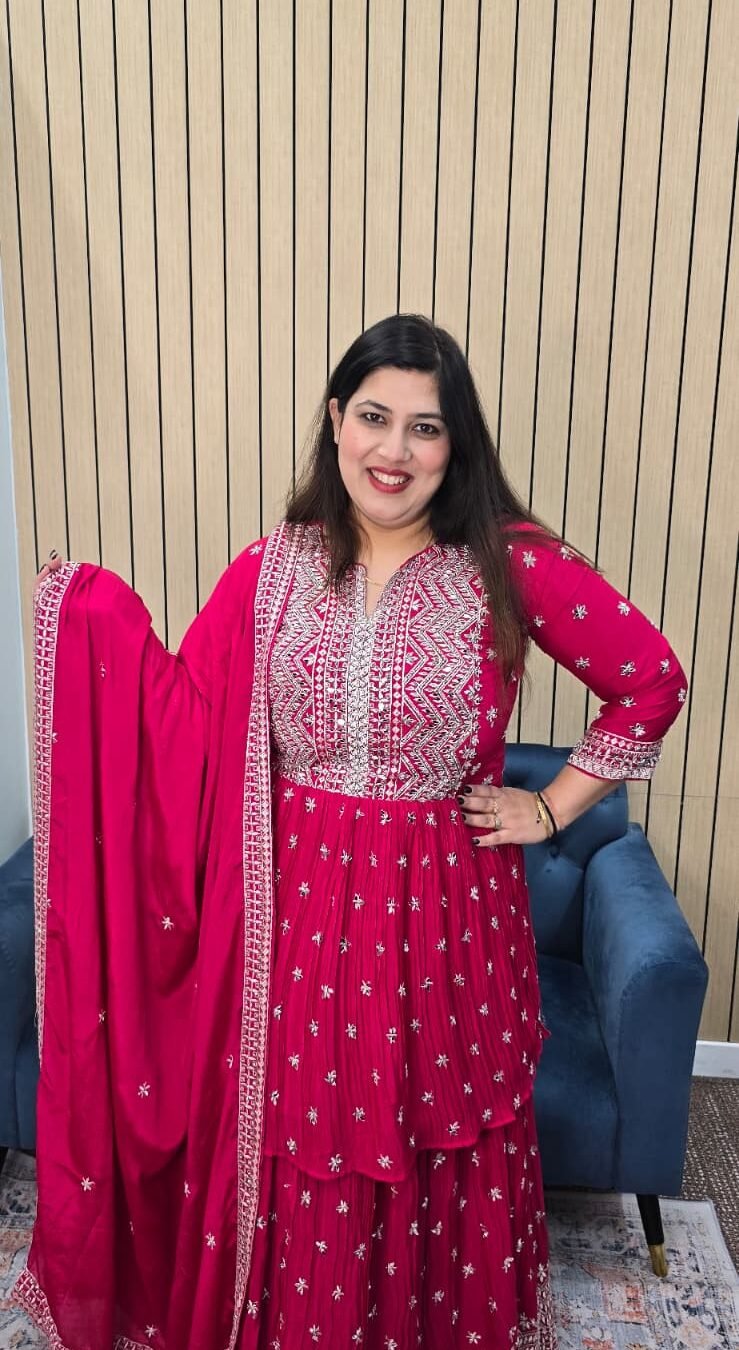 Hot Pink Indowestern Lehenga
