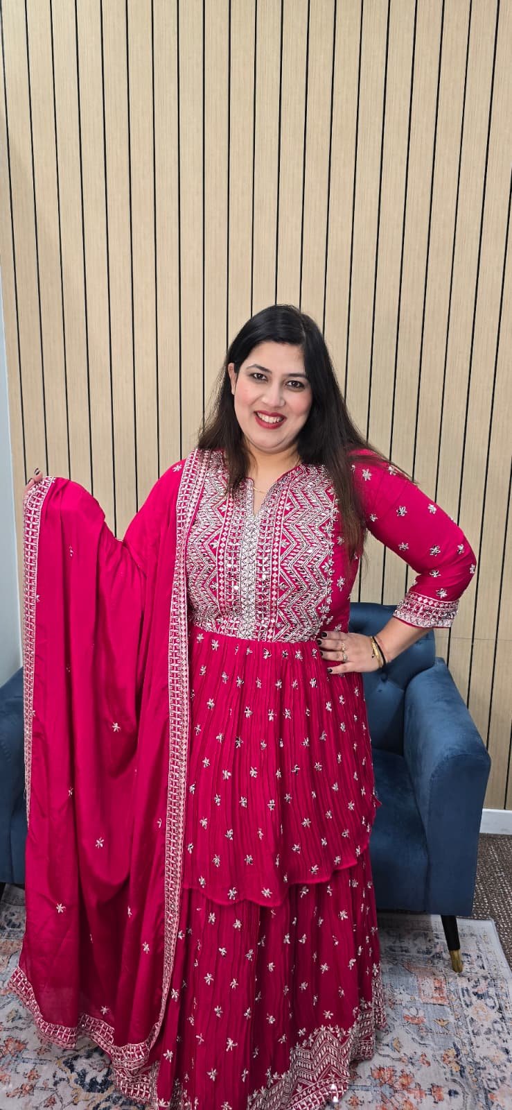 Hot Pink Indowestern Lehenga