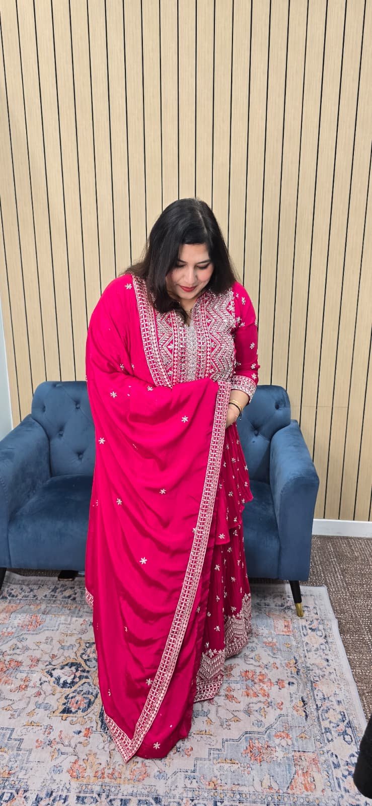 Hot Pink Indowestern Lehenga - Image 2