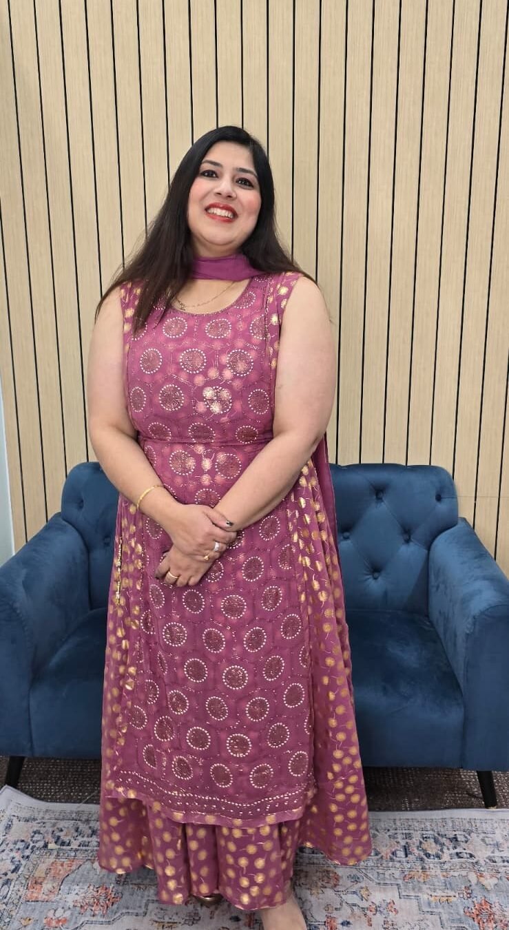 Pink Indowestern Gown with Adjustable Dories