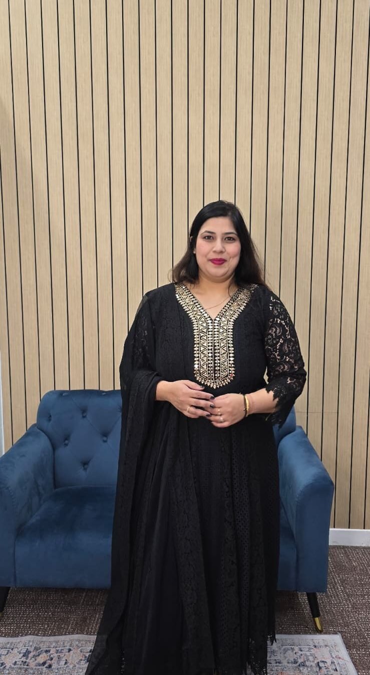 Black Anarkali Net work Suit