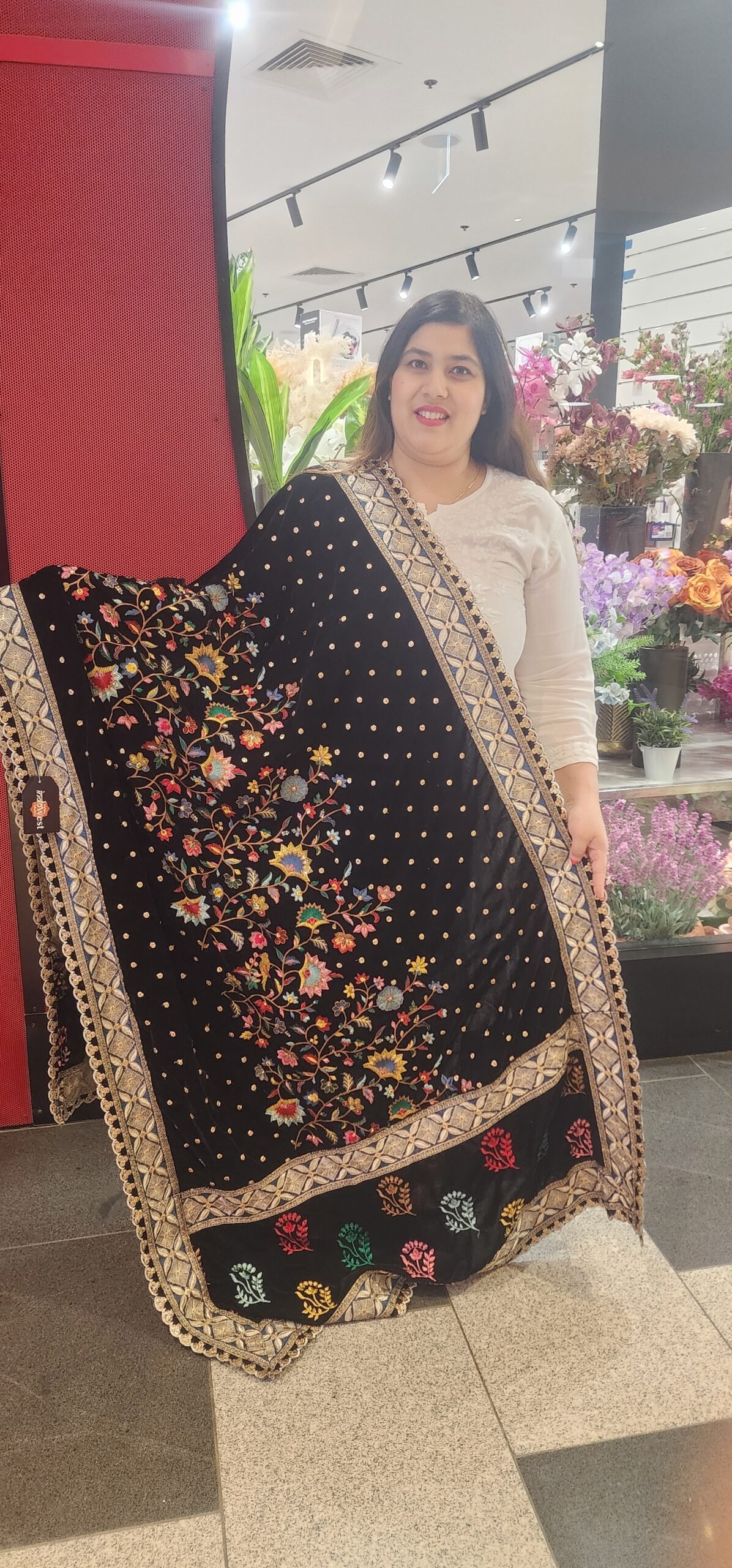 Black Heavy Embroidery Work Dupatta