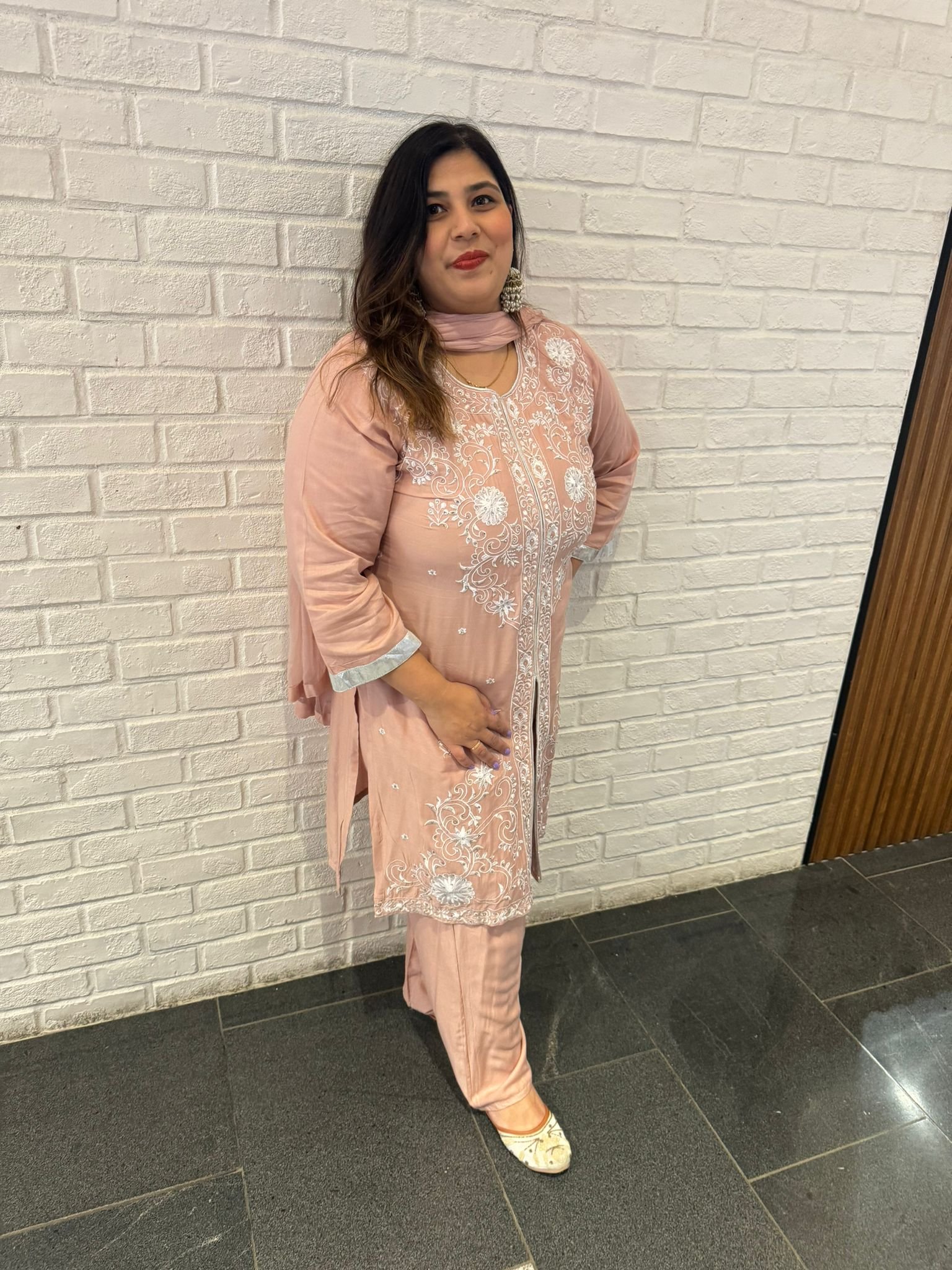 Peach Maslin Rayon Suit - Image 8