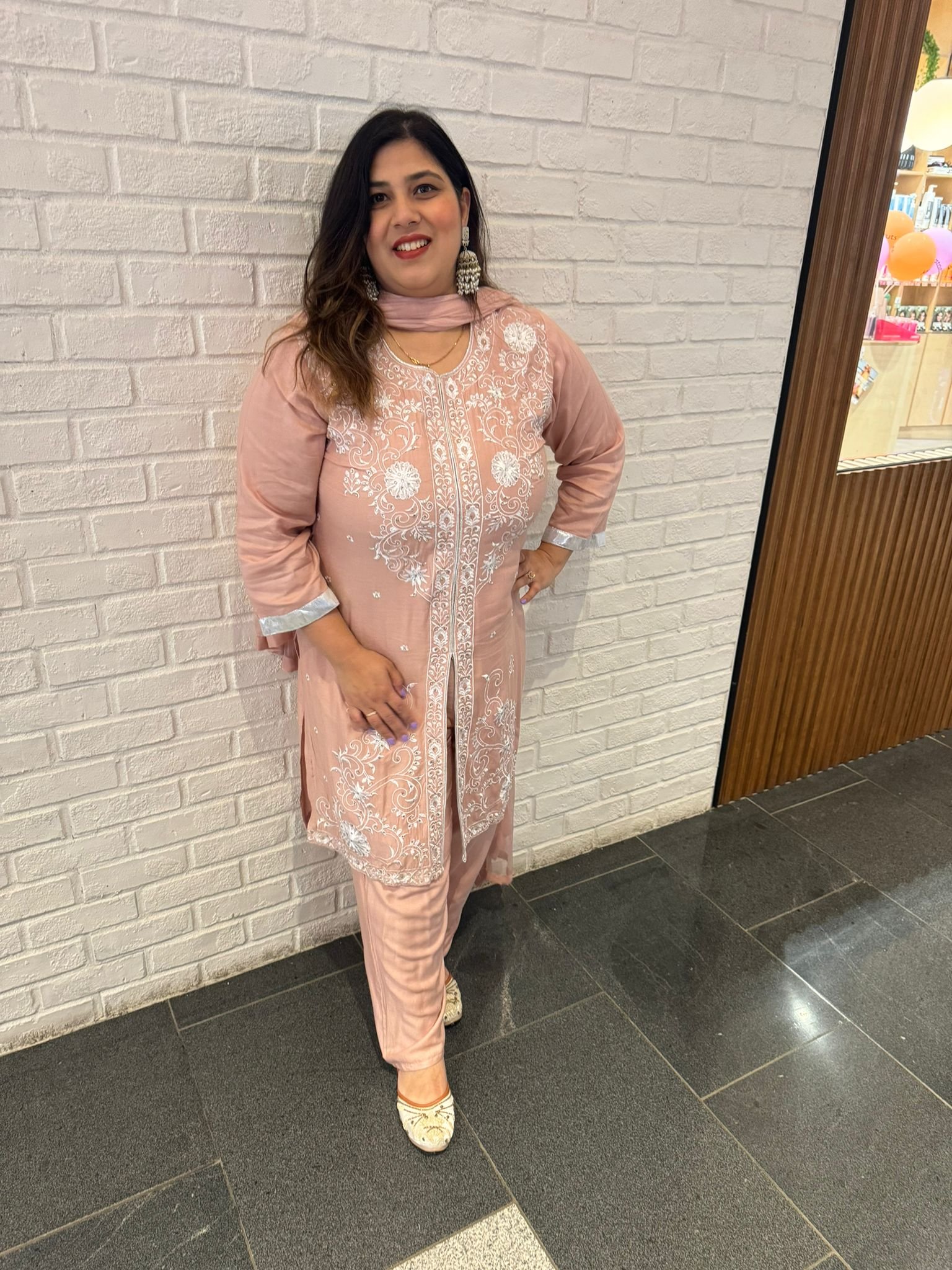 Peach Maslin Rayon Suit - Image 7
