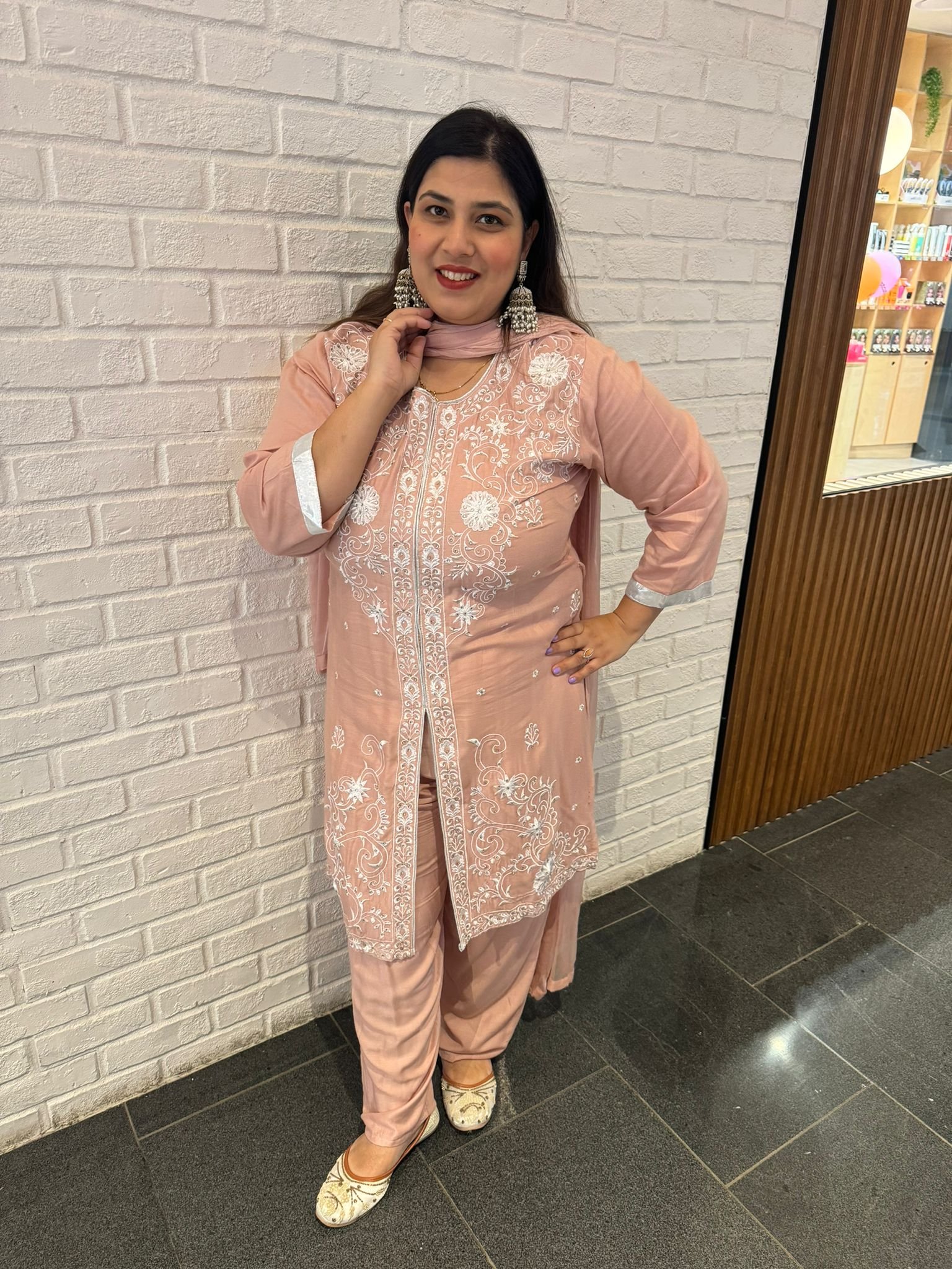 Peach Maslin Rayon Suit - Image 5