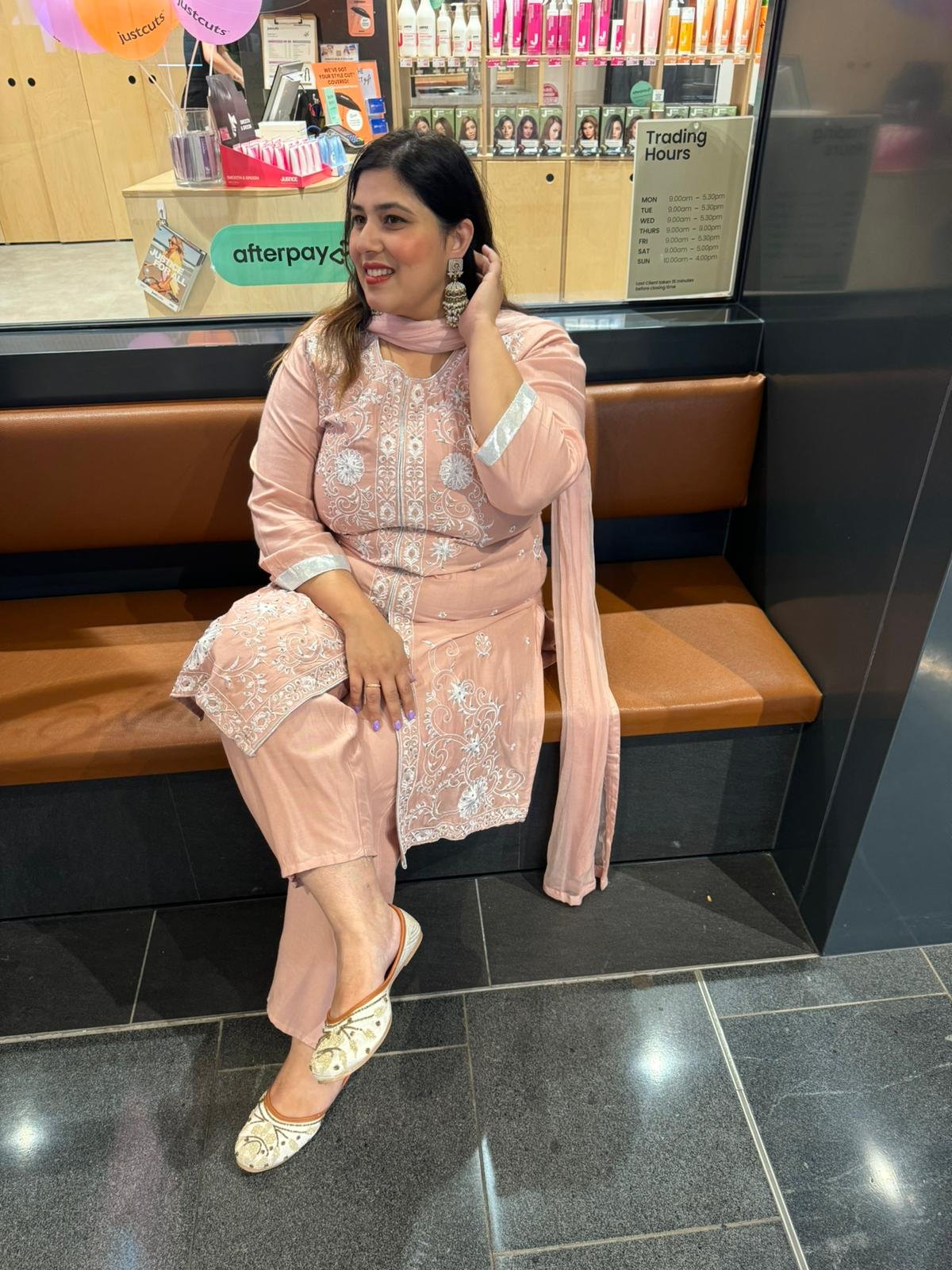 Peach Maslin Rayon Suit - Image 3