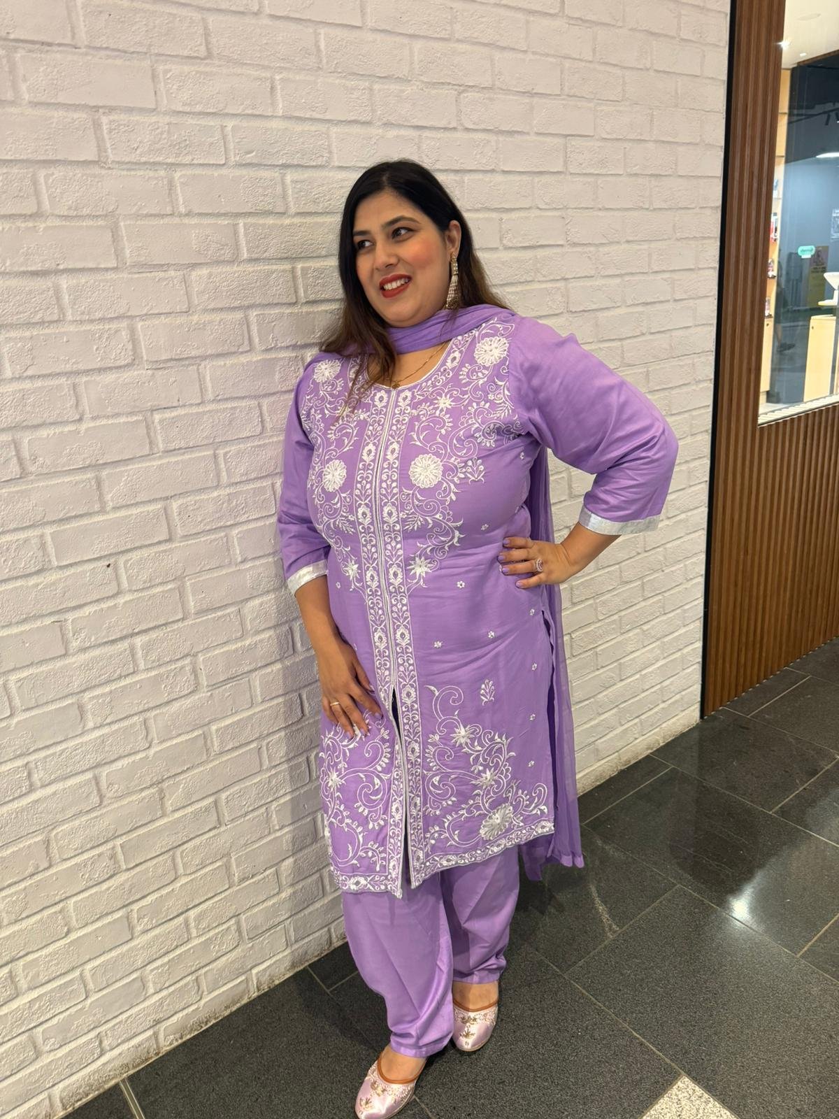 Purple Maslin Rayon Suit - Image 4