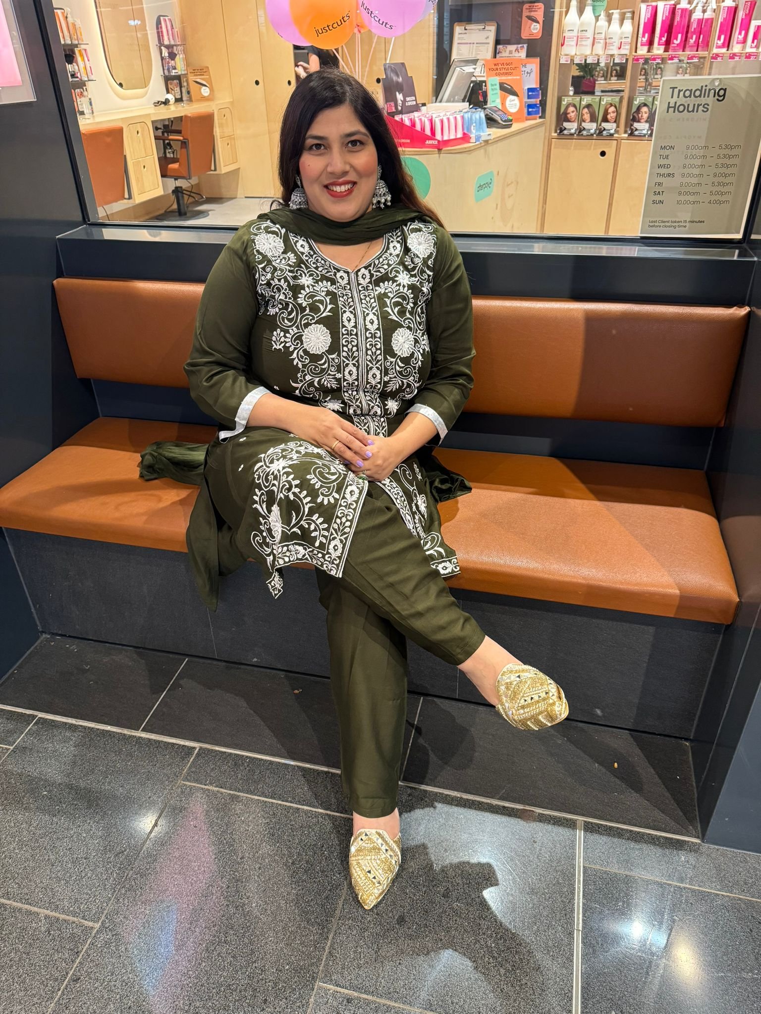 Mehndi Green Maslin Rayon Suit - Image 3