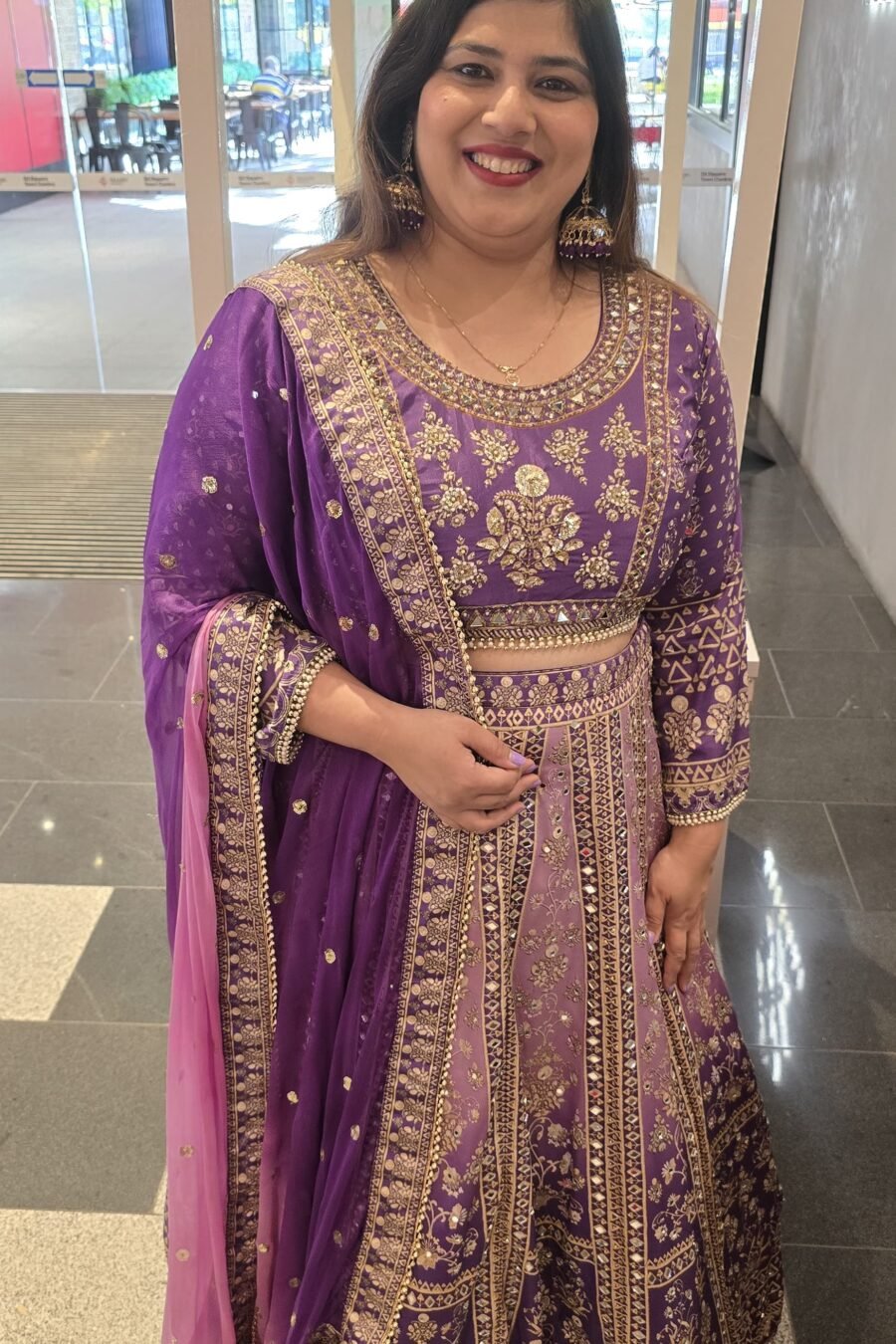 Lilac Purple Pure Crepe Silk Lehenga