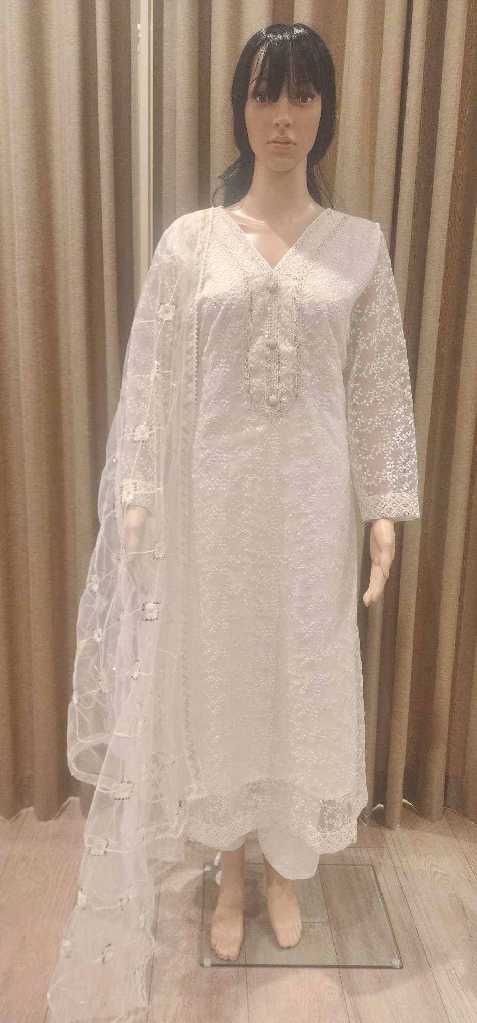 Milky White Anarkali Suit