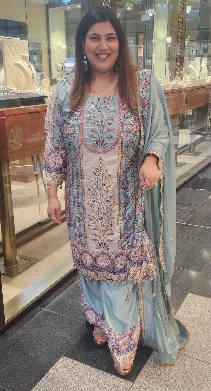 Baby Blue Pakistani Premium Pallazo Suit