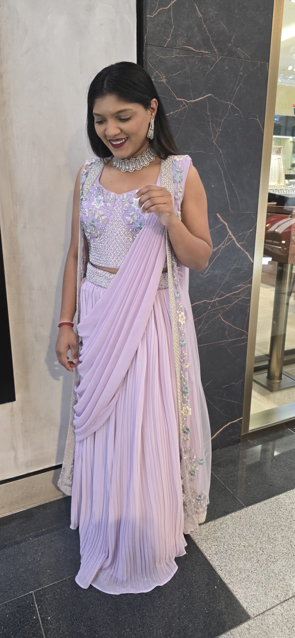 Lilac Lehenga With Jacket - Image 4