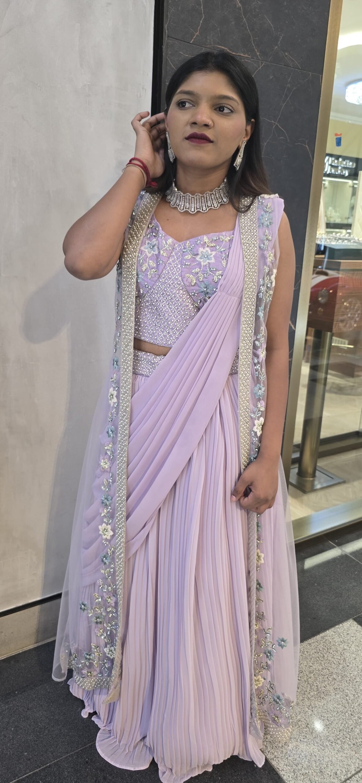 Lilac Lehenga With Jacket - Image 5