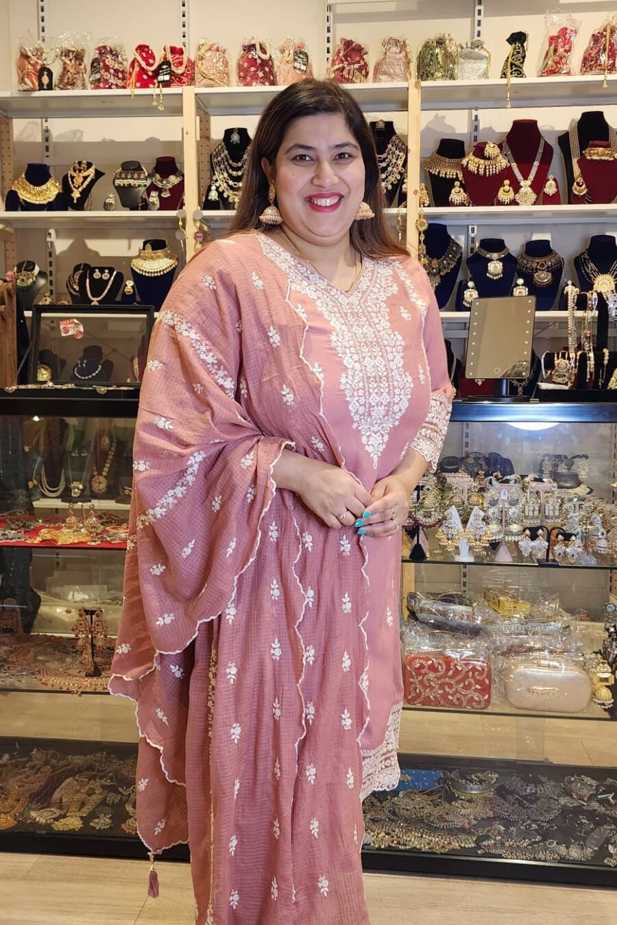 Onion Pink Rayon Maslin Suit