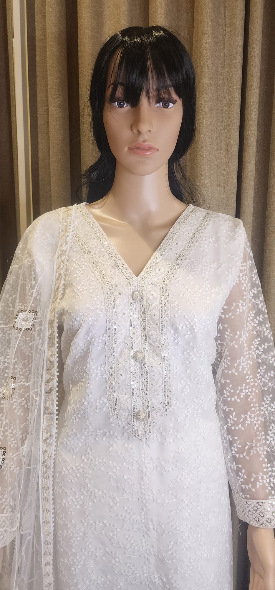 Milky White Anarkali Suit - Image 5