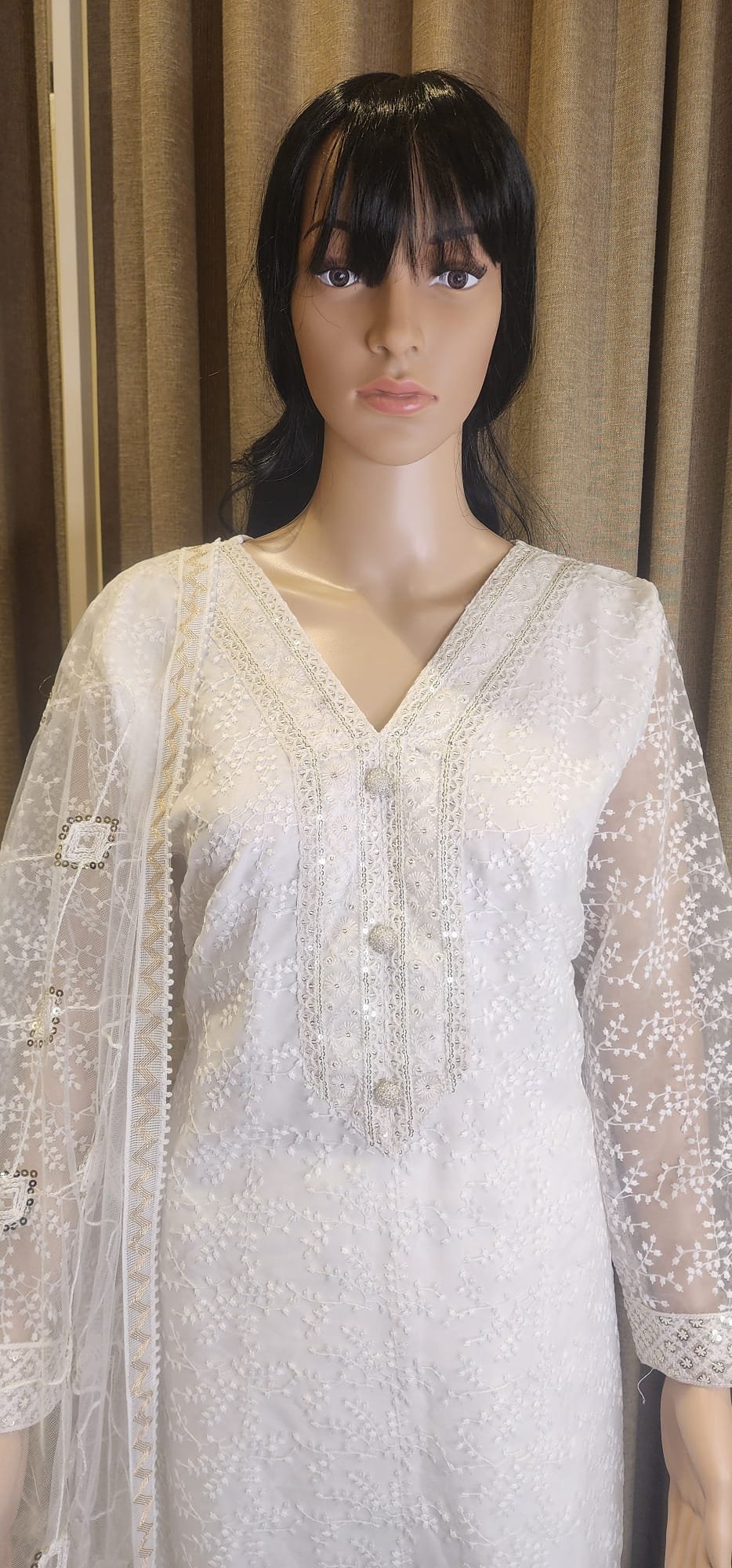 Milky White Anarkali Suit - Image 4