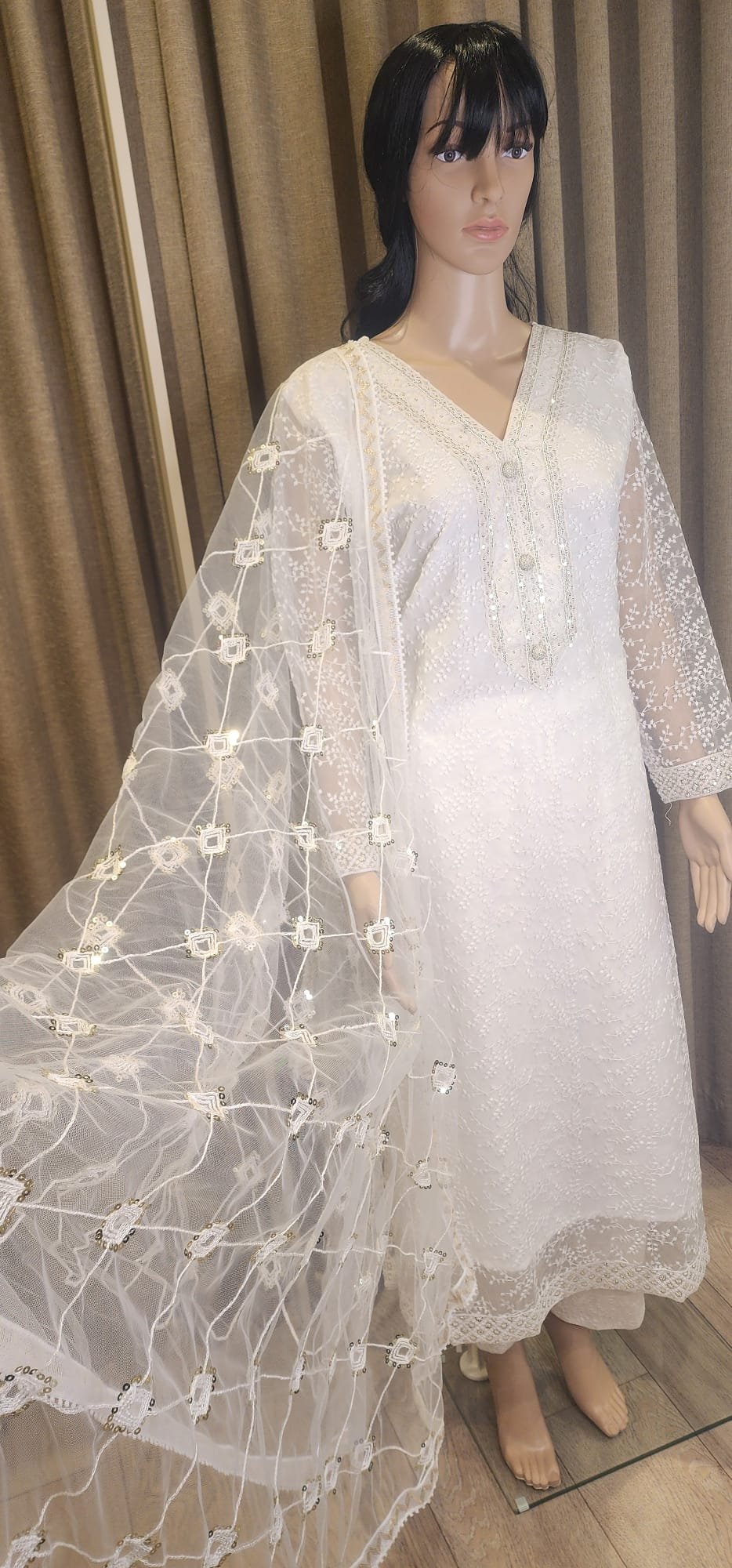 Milky White Anarkali Suit - Image 3