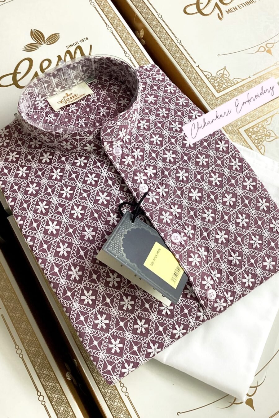 Purple Chikankari Kurta Set