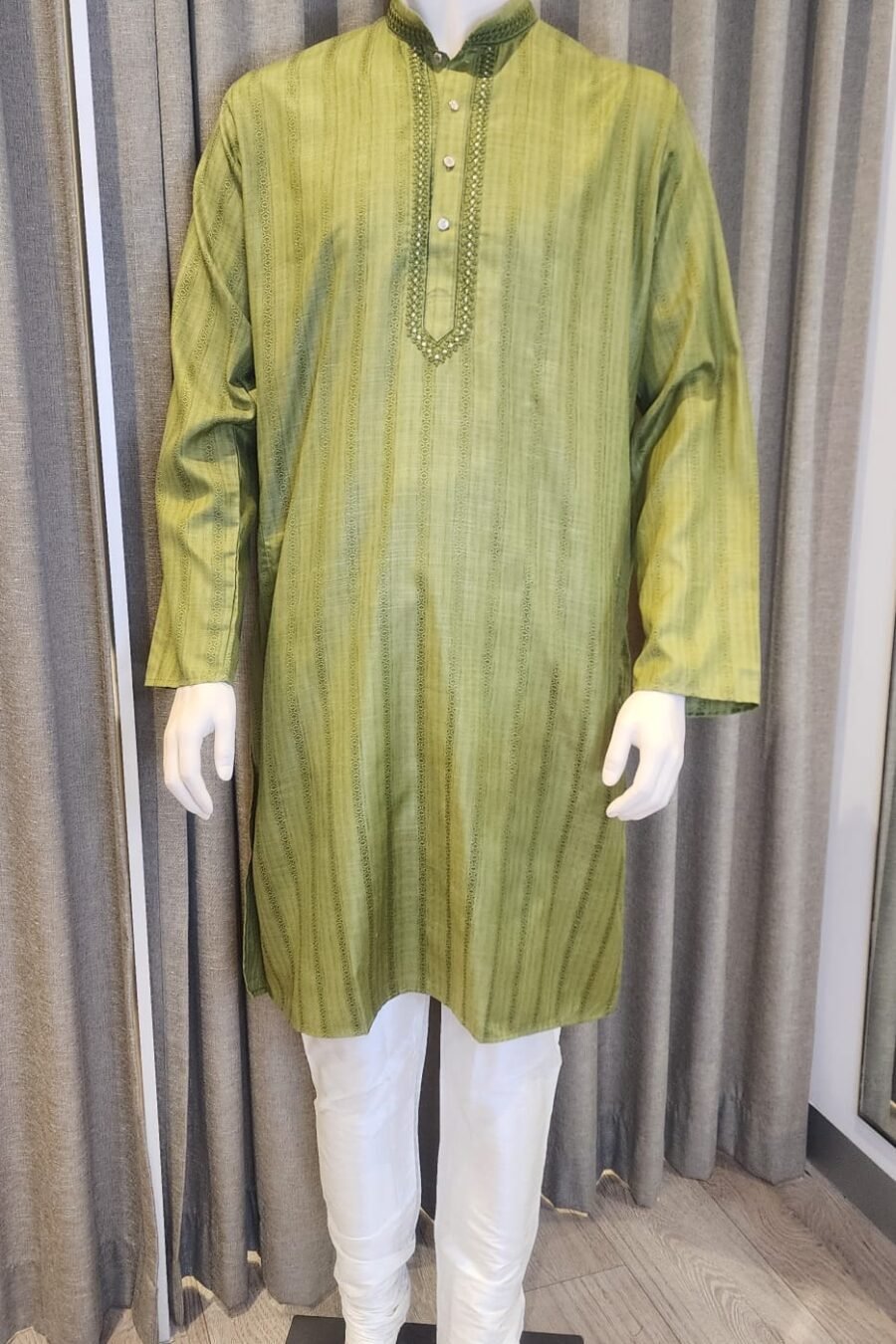 Mehendi Green Maslin Kurta Set