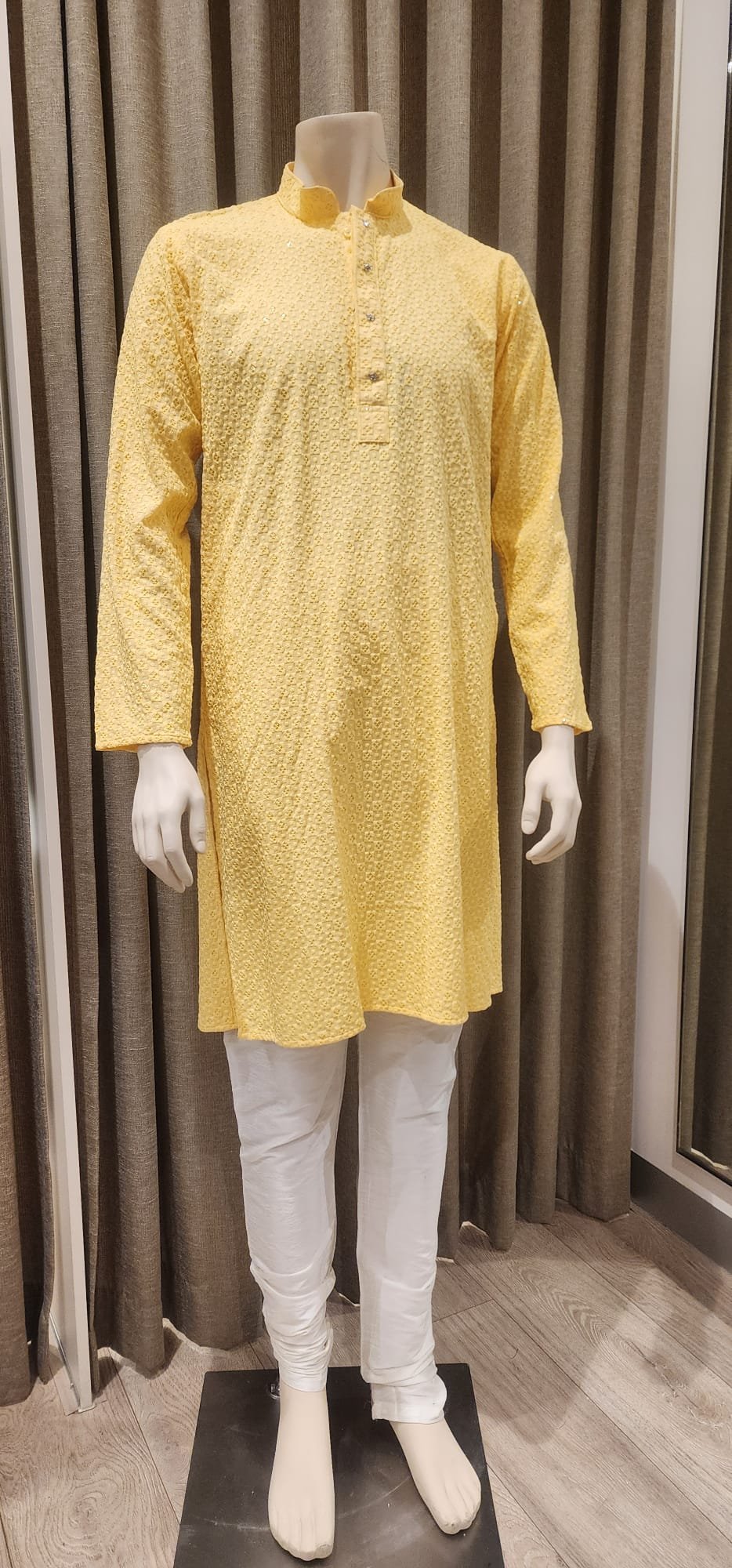 Light Yellow Rayon Chikankari Kurta Set