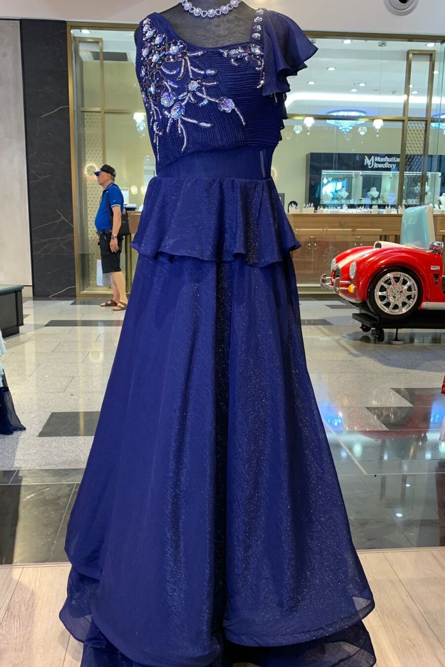 Navy Blue Shimmer Designer Wedding Gown