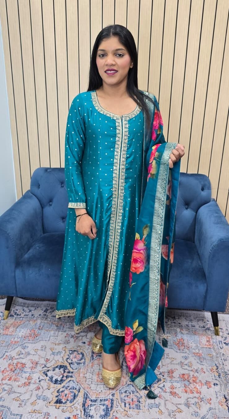 Elegant Teal Anarkali Suit Set