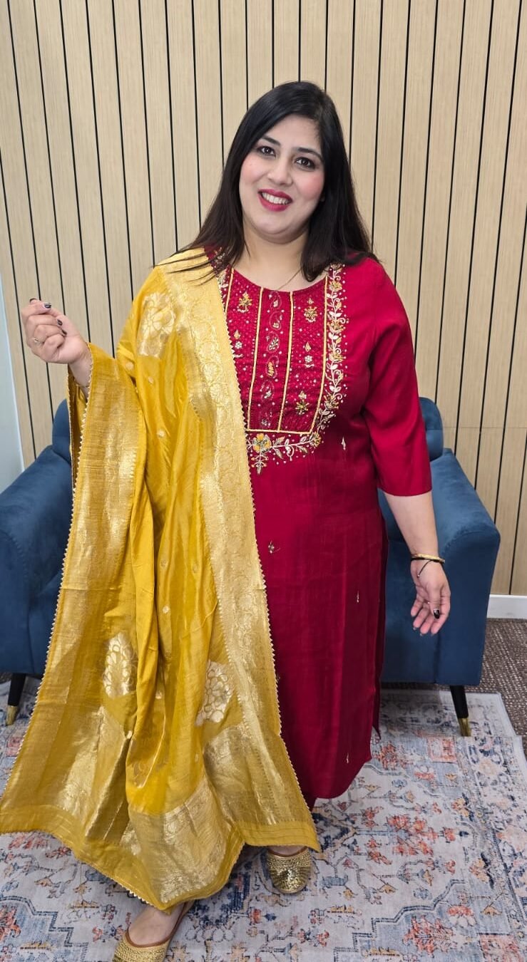 Elegant Maroon Plus Size Suit