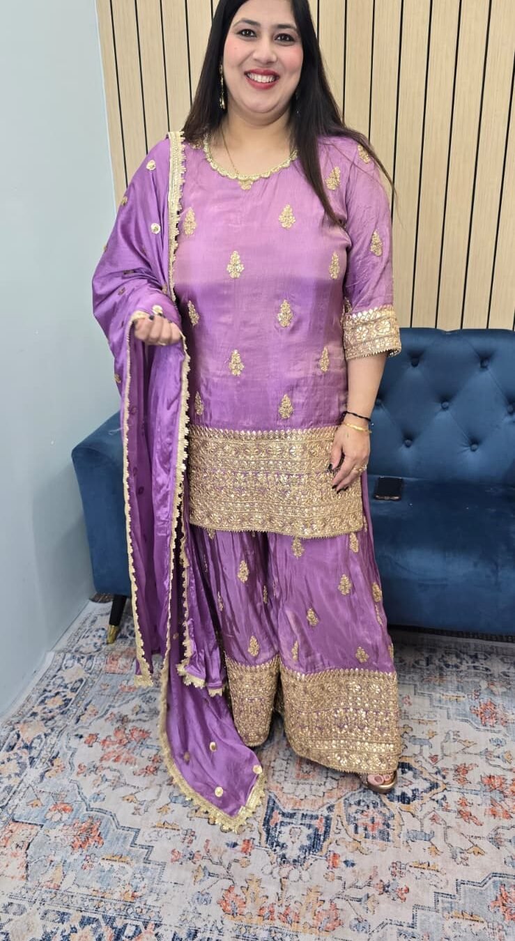 Elegant Purple Sharara Suit