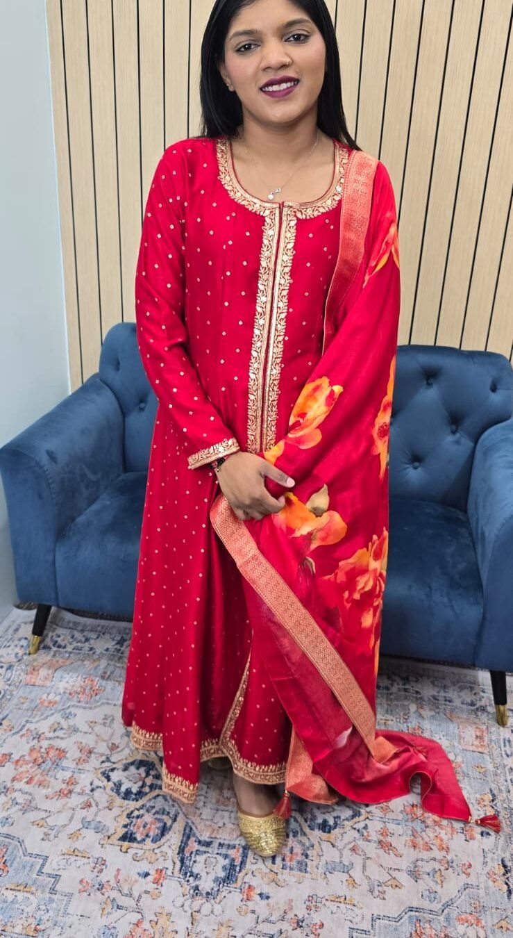 Red Elegant Anarkali Suit