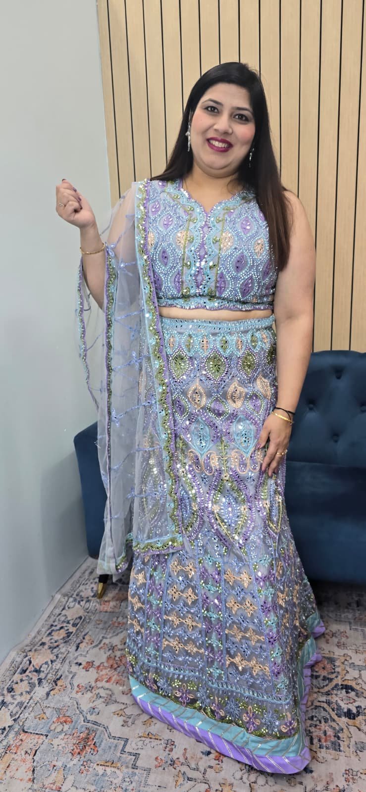 Lilac Embroidered Festive Lehenga Set - Image 9