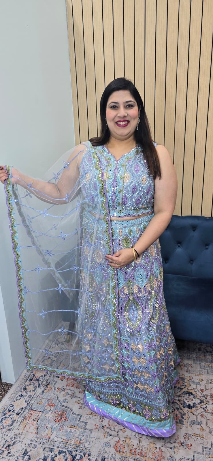 Lilac Embroidered Festive Lehenga Set - Image 8
