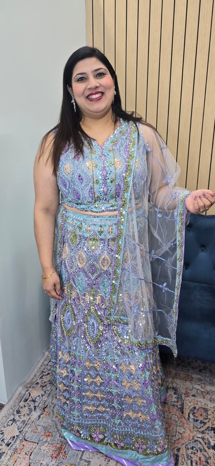 Lilac Embroidered Festive Lehenga Set - Image 4