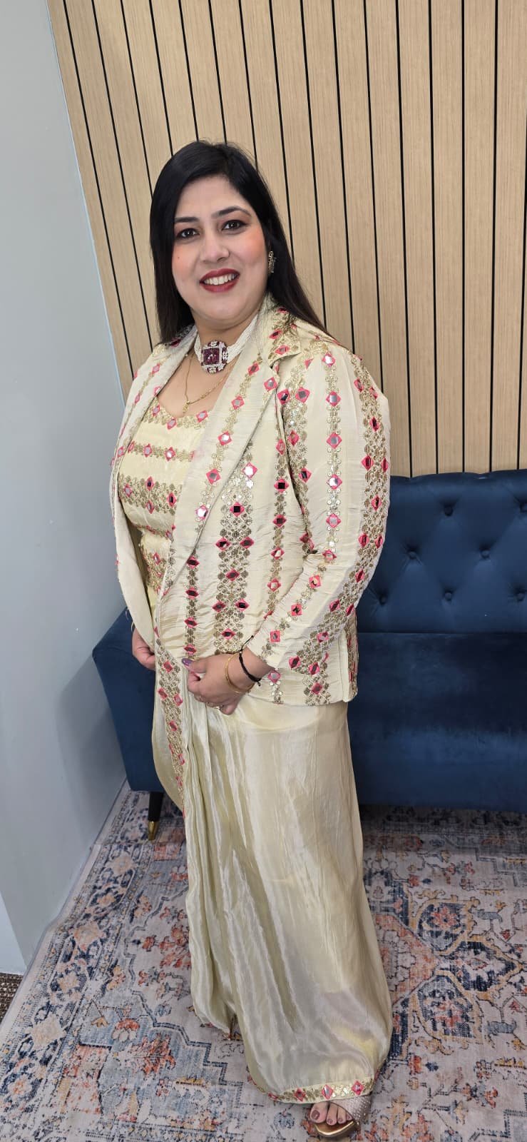 Ivory Embellished Indo-Western Dhoti Set - Image 5