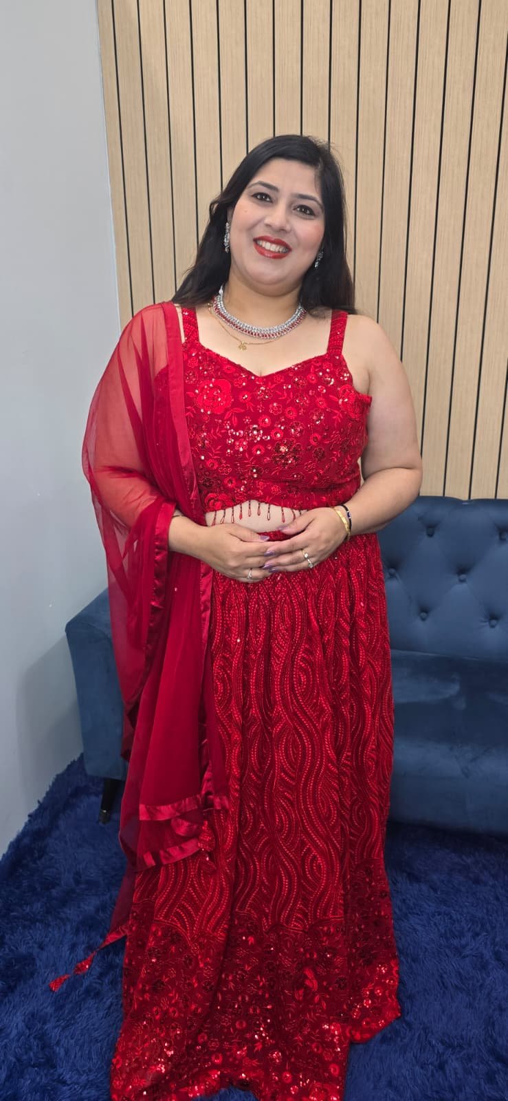 Red Sequin Lehenga Set - Image 10