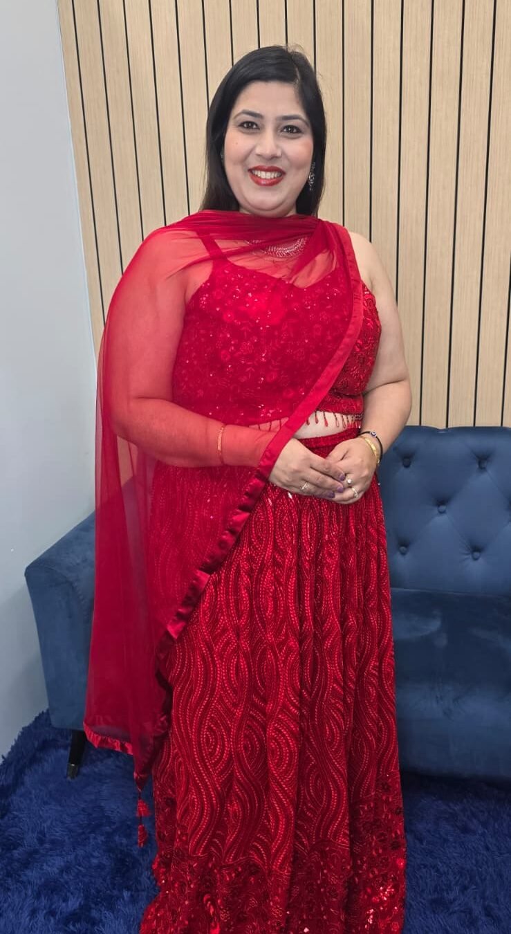 Red Sequin Lehenga Set