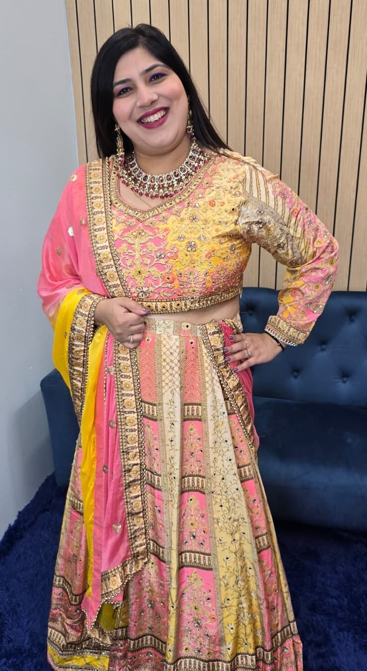Sunshine Pink Embroidered Lehenga Set